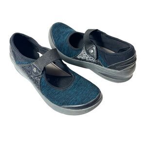 Bzees Womens EU 38 US 8M Fabric Flats Comfort Casual Black Green Mary Jane Shoes